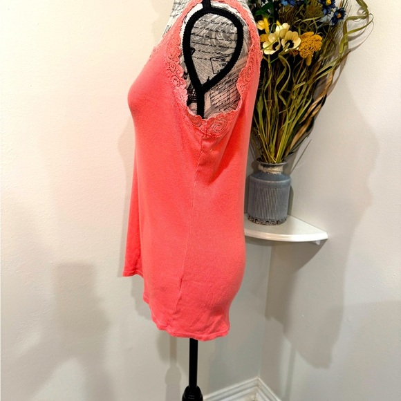 August Silk Cotton Orange Lace Trim Tank Top size Large - Picture 4 of 9